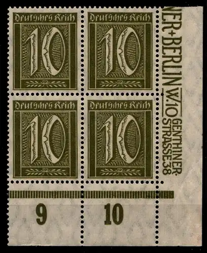 Deutsches Reich 159 postfrisch 4er Block vom Eckrand #GX857