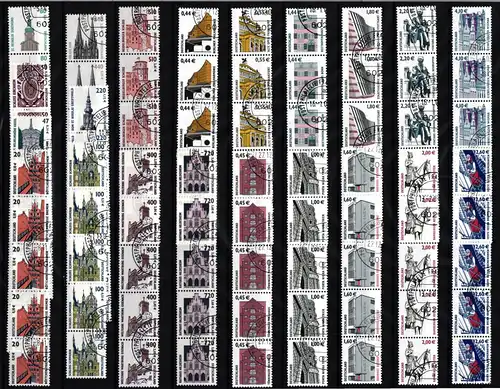 BRD Bund Lot gestempelt 5er Streifen Sehnswürdigkeiten ca. 155,- Euro #HC644