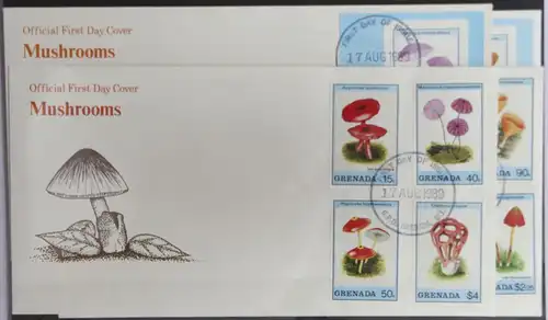 Grenada 2021-2028 und Block 227 und 228 gestempelt als FDC / Pilze #GG803