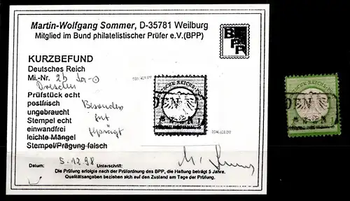 Deutsches Reich 2b gestempelt Kurzbefund Sommer BPP #HG574