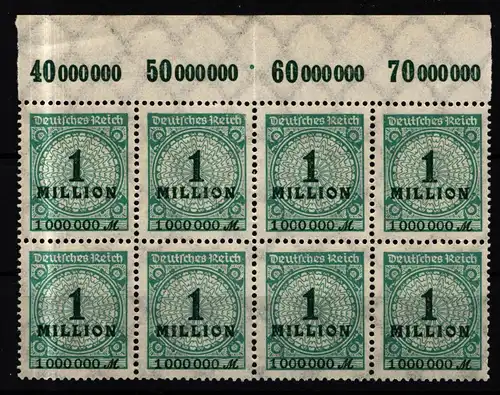 Deutsches Reich 314P OR postfrisch 8er Block, Platte A, mittig gefaltet #HA782