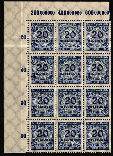 Deutsches Reich 319P OR postfrisch Platte A, 12er Block mit Feldmerkmalen #HA804