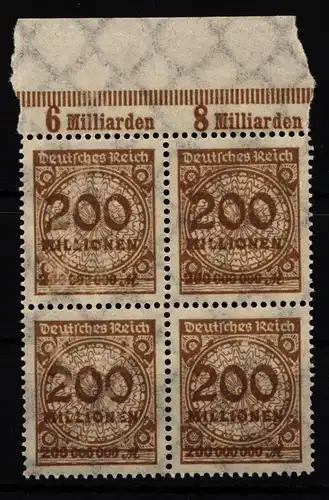Deutsches Reich 323APa OR postfrisch Platte B, 4er Block #HA822