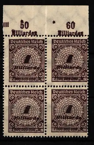 Deutsches Reich 325 P OR postfrisch Platte B 4er Block, mittig gefaltet #HA840
