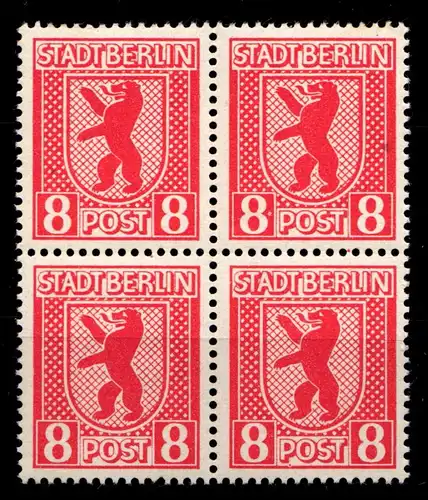 SBZ 3 A ux postfrisch Typenprüfung, 4er Block #HI182