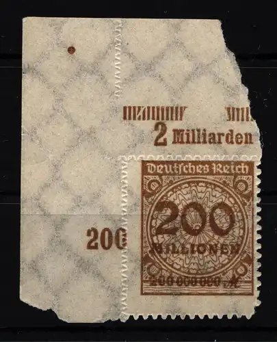 Deutsches Reich 323BP OR postfrisch Platte A vom Eckrand #HA880