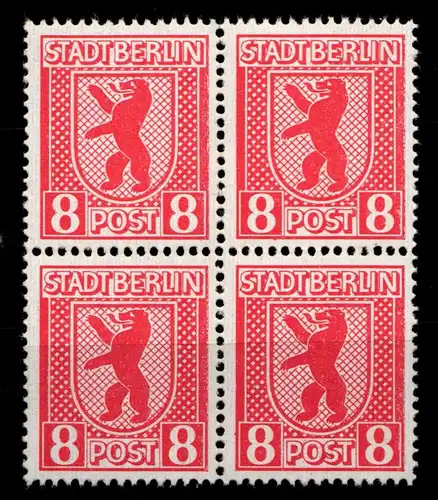 SBZ 3 A uy postfrisch Typenprüfung, 4er Block #HI208