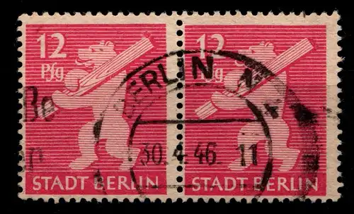 SBZ 5 AA waz gestempelt Typenprüfung, waagerechtes Paar #HI255