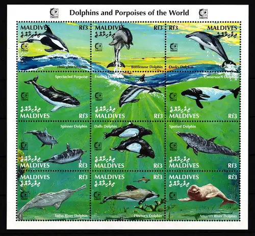 Malediven 2355-2366 postfrisch Zd-Bogen Tiere #HD770