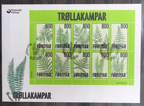 Färöer 647-656 gestempelt als FDC / Kleinbogen #GY097