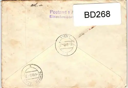 Deutsches Reich 823-825 (je 2x) auf Brief als Mischfrankatur portogerecht #BD268