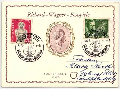 Berlin 117 und 119 auf Gedenkkarte "Richard Wagner Festspiele" #BD285