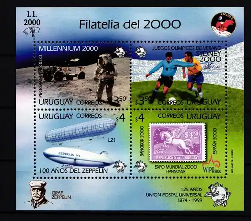 Uruguay Block 89 postfrisch Zeppelin #GY237