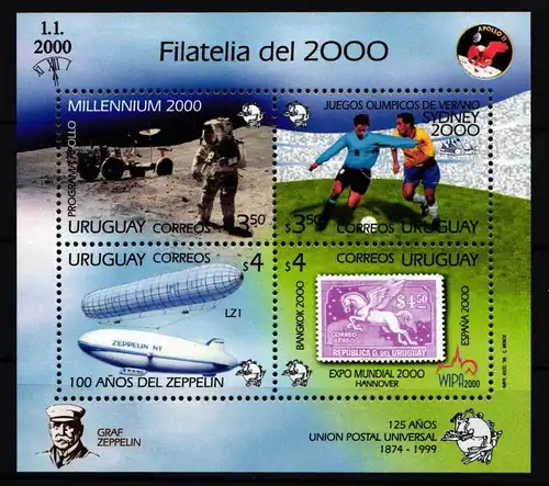 Uruguay Block 89 postfrisch Zeppelin #GY237