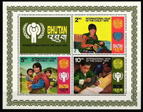 Bhutan Block 83A mit 728A-730A postfrisch Jahr des KIndes #HD605