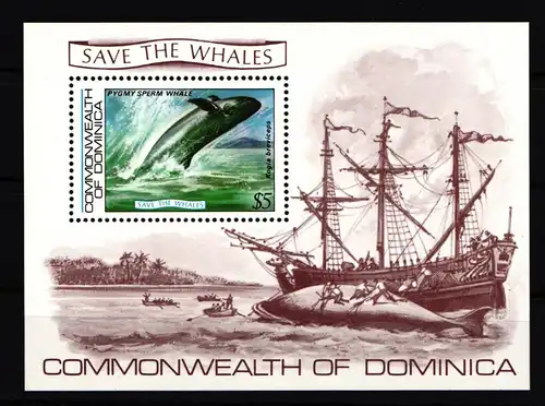 Dominica Block 81 mit 809 postfrisch Tiere Wale #HD815