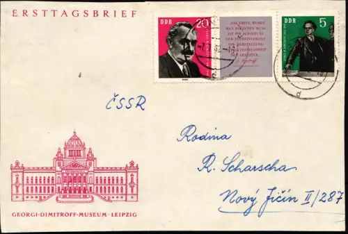 DDR 893-894 gestempelt als Dreierstreifen auf Briefvorderseite #HG227