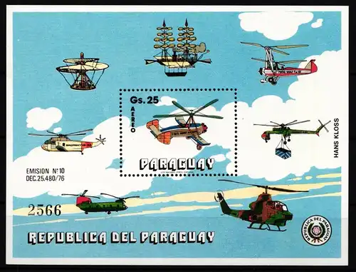 Paraguay Block 344 postfrisch Flugzeuge #GY304