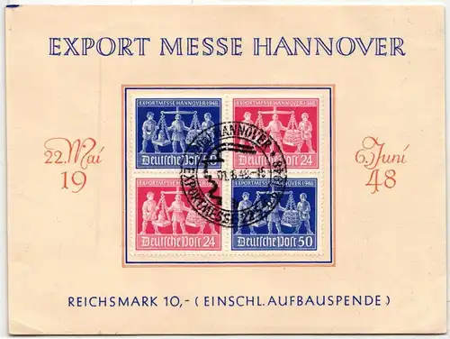 Alliierte Besetzung V Zd 1 auf Postkarte Exportmessse Hannover #BD197