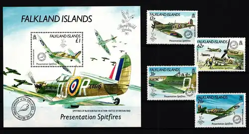 Falkland Inseln 522-525 und Block 7 postfrisch Luftfahrt #GY645