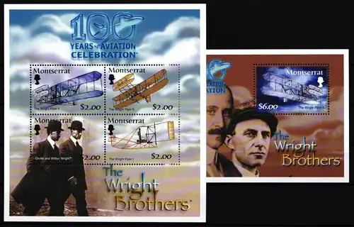 Montserrat 1196-1199 und Block 95 postfrisch Kleinbogen / Flugzeuge #GY316
