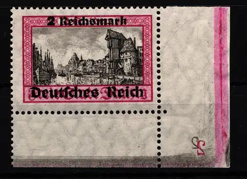 Deutsches Reich 759 postfrisch Eckrand mit Plattennummer (am Rand Falz) #HB838