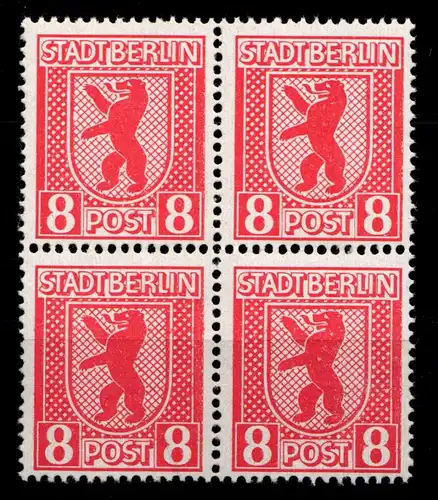 SBZ 3 A uy postfrisch Typenprüfung, 4er Block #HI204