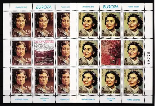 Jugoslawien 2777 und 2778 postfrisch Kleinbogensatz / CEPT #GY179