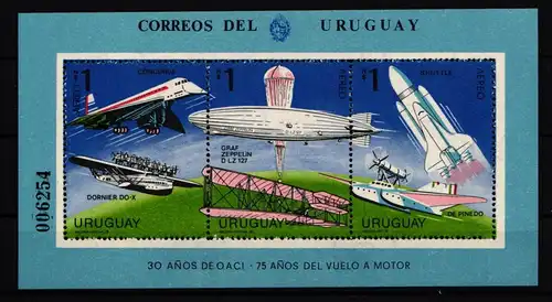 Uruguay Block 38 postfrisch Zeppelin #GY236