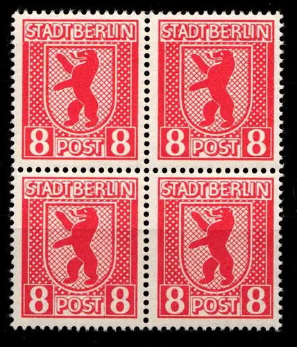 SBZ 3 A ux postfrisch Typenprüfung, 4er Block #HI183