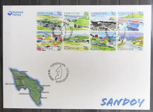 Färöer 576-583 gestempelt als FDC / Landschaft #GY092