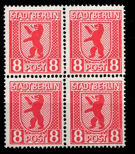 SBZ 3 A uy postfrisch Typenprüfung, 4er Block #HI203