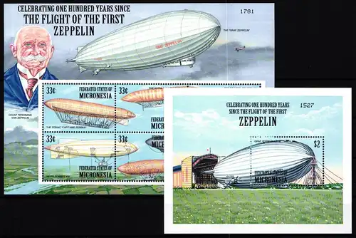 Mikronesien 1050-1055 und Block 72 postfrisch Kleinbogen / Zeppelin #GY619