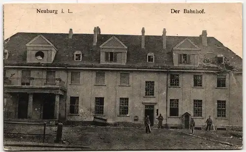 AK Neuburg i. L. Bahnhof Feldpost 1917 #PM171