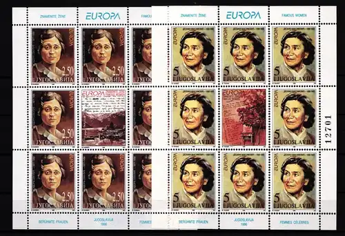 Jugoslawien 2777 und 2778 postfrisch Kleinbogensatz / CEPT #GY177