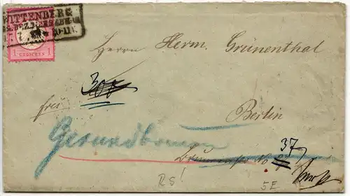 Deutsches Reich 4 auf Brief als Mischfrankatur Irrläufer Berlin #BD296