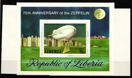 Liberia 1028 und 1059 und Block 89 postfrisch Einzelblöcke / Zeppelin #GY687