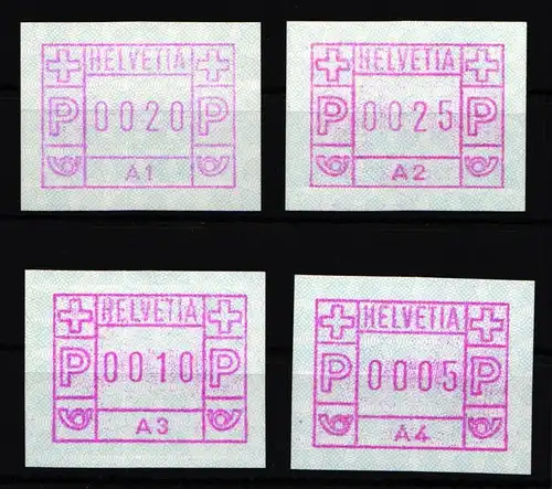 Schweiz Automatenmarken 1 postfrisch mit Automatennummer A1-A4 #HN986