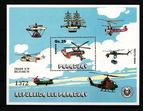 Paraguay Block 344 postfrisch Flugzeuge #GY223