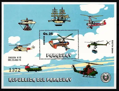 Paraguay Block 344 postfrisch Flugzeuge #GY223