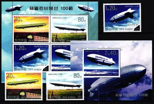 Korea 4521-4523, Block 515 und 516 postfrisch Zeppelin #GY623