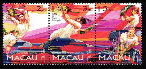 Macau 913-915 postfrisch Dreierstreifen #HO058