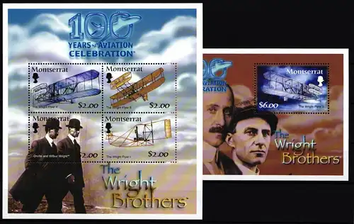 Montserrat 1196-1199 und Block 95 postfrisch Kleinbogen / Flugzeuge #GY315