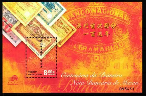 Macau Block 137 postfrisch Wirtschaft #GY505