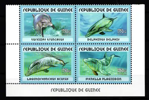 Guinea 3414-3417 postfrisch Viererblock Tiere Wale #HD969