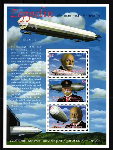 Grenada Grenadinen 3168-3170 postfrisch Kleinbogen / Zeppelin #GY621