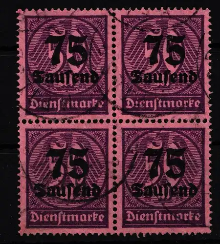 Deutsches Reich Dienstmarken 91 gestempelt 4er Block, geprüft Infla BPP #HJ773