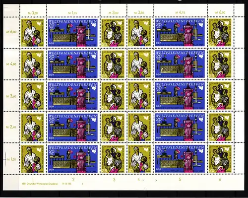 DDR 1478-1480 postfrisch als Zd-Bogen mit Formnummer 1 #HB861