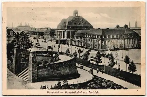 AK Dortmund Hauptbahnhof mit Freistuhl Feldpost 1918 #PM237