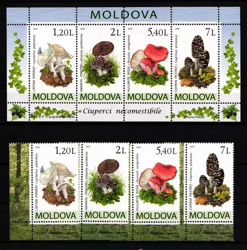 Moldawien 694-697 und Block 49 postfrisch Pilze #GY808